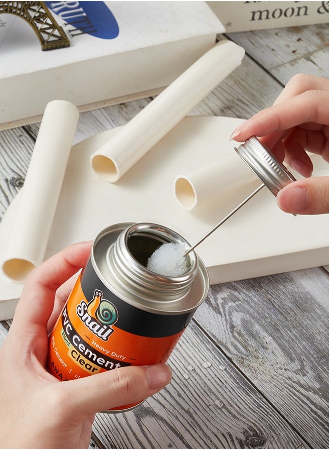 LAWAZIM - Snail Heavy Duty PVC Cement -250ml Clear- Fast Drying Low Odor Waterproof Pipe Tube Welding Glue Adhesive with Built-in Applicator Brush - for Plumbing Construction Electrical and Water Lines Repairs - Image 1