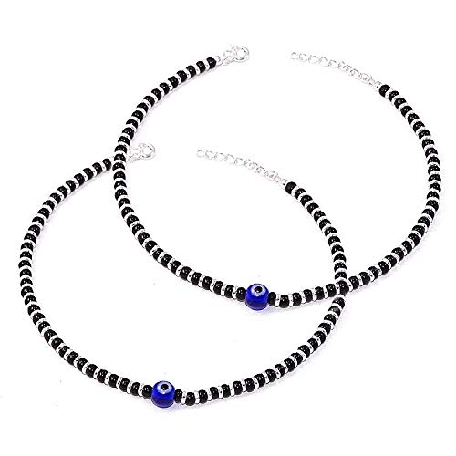 Parnika Nazariya Silver Payal (Anklets) in Pure 92.5 Sterling Silver for Girls/Women (Evil Eye 1-1 pair) - Image 4