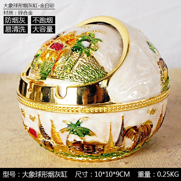 Metal Elephant Spherical Ashtray Ornaments Creative Crafts Promotion Zinc Alloy High-Grade Decoration Approval - Image 4