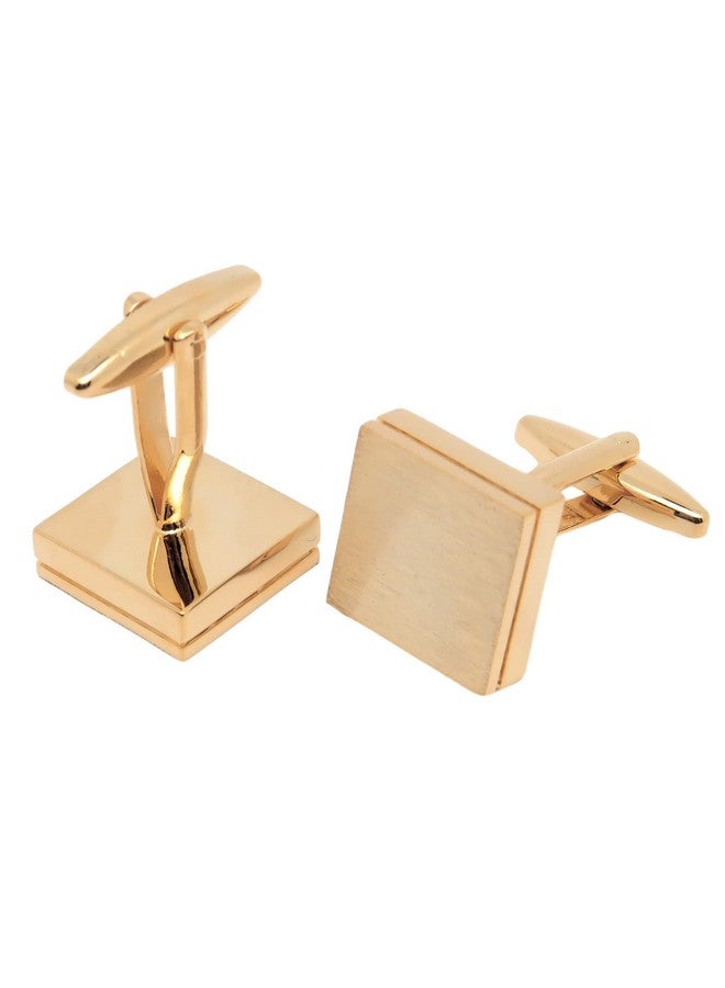 Jonwo Brushed Metal Square Metal Cufflinks For Men In Gift Box Silver/Black/Gold Plated/Rose Gold Men'S Cuff Link For Wedding Shirt Party Business Regular Anniversary Dress (Gold Plated) - Image 5