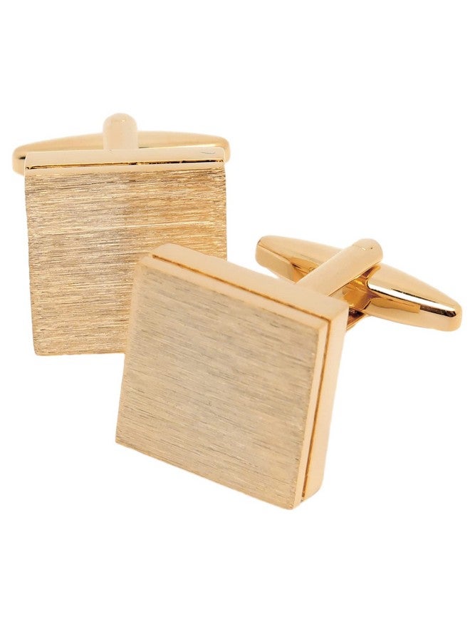 Jonwo Brushed Metal Square Metal Cufflinks For Men In Gift Box Silver/Black/Gold Plated/Rose Gold Men'S Cuff Link For Wedding Shirt Party Business Regular Anniversary Dress (Gold Plated) - Image 4