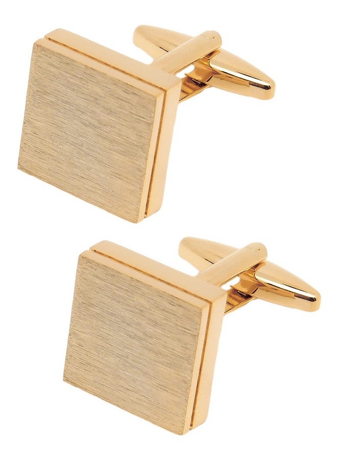 Jonwo Brushed Metal Square Metal Cufflinks For Men In Gift Box Silver/Black/Gold Plated/Rose Gold Men'S Cuff Link For Wedding Shirt Party Business Regular Anniversary Dress (Gold Plated) - Image 1