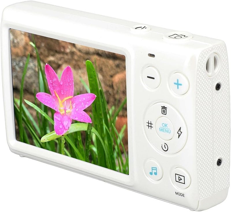 White Digital Camera 4K 64MP 18X Zoom Compact Travel Camera for Vlogging Kids Beginners - Image 3