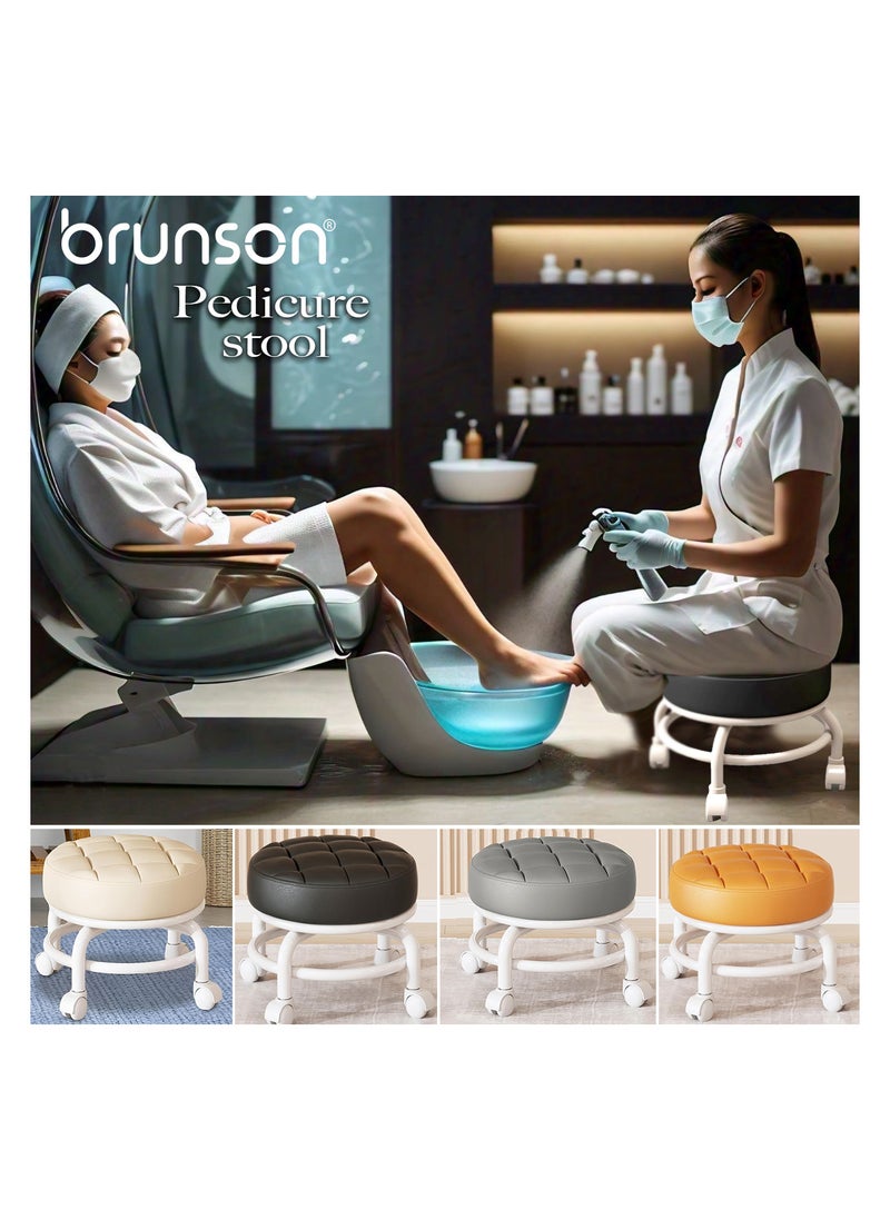 brunson - Low Roller Seat Low Stool with 360° Rotating Wheel Pulley Low Stool Backrest with Wheels Household Small Chair Wheel Stool Chair - Image 1