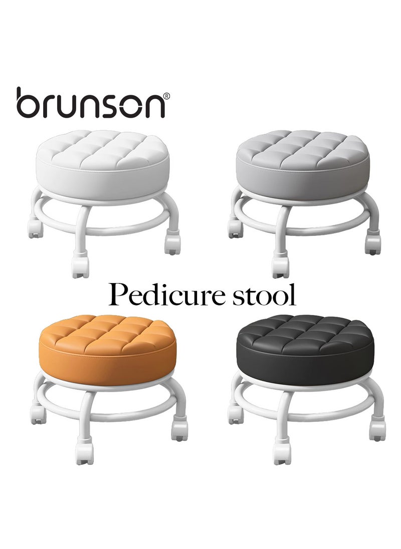 brunson - Low Roller Seat Low Stool with 360° Rotating Wheel Pulley Low Stool Backrest with Wheels Household Small Chair Wheel Stool Chair - Image 1