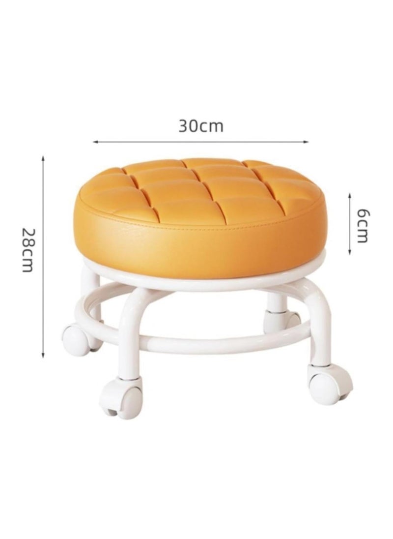 brunson - Low Roller Seat Low Stool with 360° Rotating Wheel Pulley Low Stool Backrest with Wheels Household Small Chair Wheel Stool Chair - Image 1