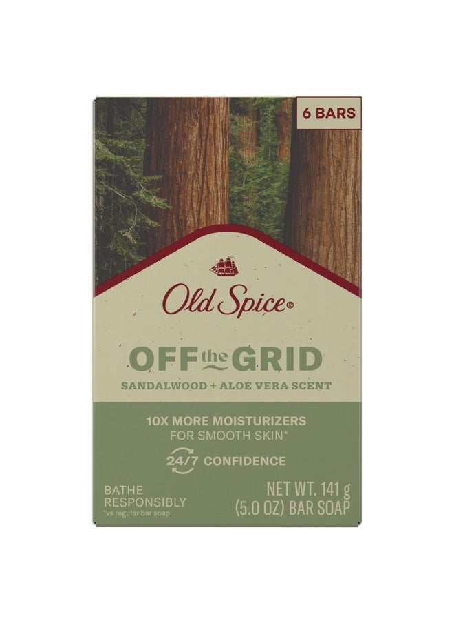 Old Spice - Old Spice Premium Bar Soap, Off the Grid Sandalwood + Aloe Vera Scent, With Plant Based Cleansers, 5.0 oz (Pack of 6) - Image 1