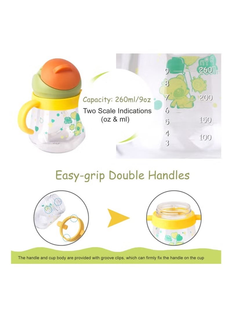 Gonice Sippy Cup for Baby, Sippy Cup for Baby 6-12 Months, Weighted Straw Non Spill Cup for Toddlers, Baby Straw Cup with Handles, Spill-Proof, Leak-Proof Soft Spout Cup 260ml, BPA Free (Yellow) - Image 4