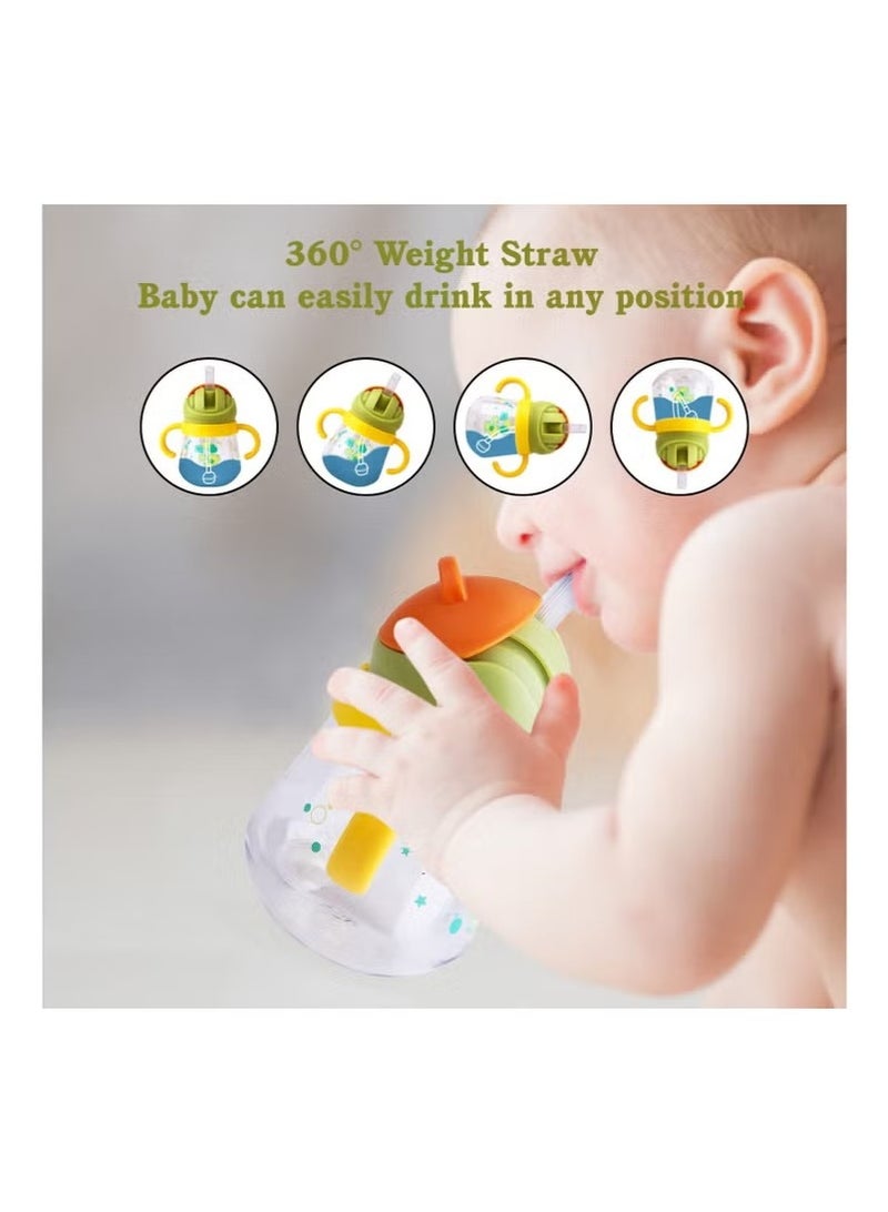 Gonice Sippy Cup for Baby, Sippy Cup for Baby 6-12 Months, Weighted Straw Non Spill Cup for Toddlers, Baby Straw Cup with Handles, Spill-Proof, Leak-Proof Soft Spout Cup 260ml, BPA Free (Yellow) - Image 2
