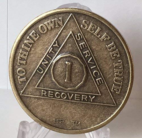 Bright Star Press 1 Year AA Antique Distressed Bronze Medallion Chip Serenity Prayer - Image 4