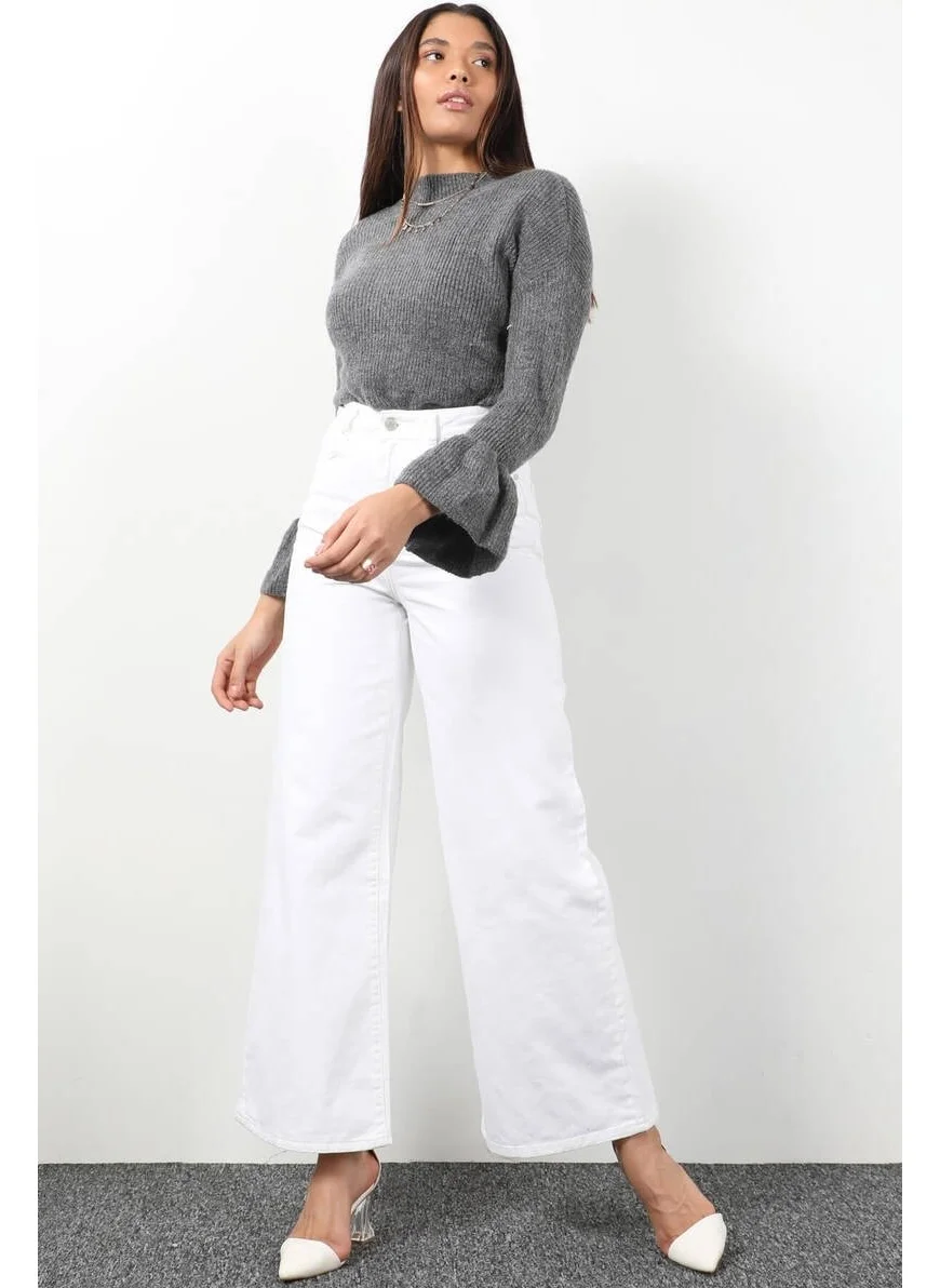 باني جينز Women's White Wide Leg Long Jeans