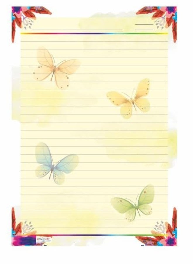 FIRST CLICK A4 Designer sheets for project Butterfly D7 Design Print Sheets 40 Papers 140 gsm for Projects One Side Ruled Multipurpose Designer Colored Art & Craft Sheets for Scrapbooking and Projects - Image 3