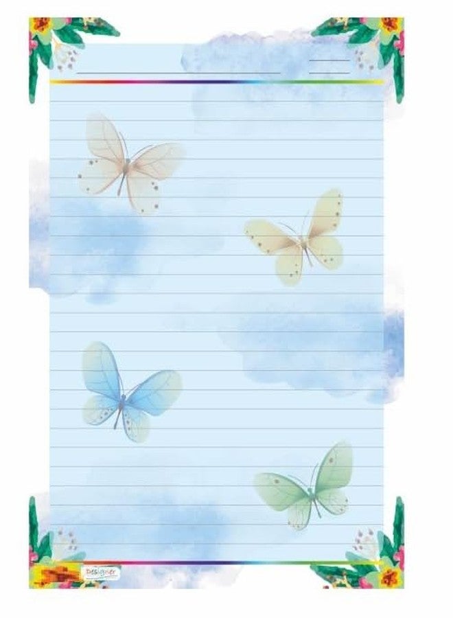 FIRST CLICK A4 Designer sheets for project Butterfly D7 Design Print Sheets 40 Papers 140 gsm for Projects One Side Ruled Multipurpose Designer Colored Art & Craft Sheets for Scrapbooking and Projects - Image 2