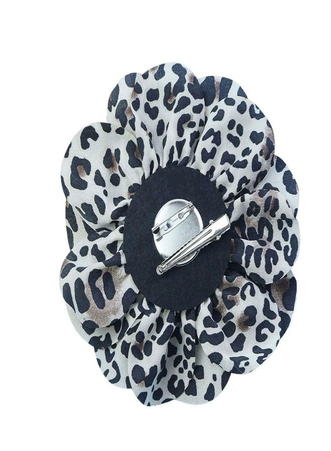 DATOA Elegant Leopard Rose Flower Large Brooch for Women Handmade Fabric Flower Lapel Pin Wedding Banquet Party Dress Suit Accessories-A - Image 3