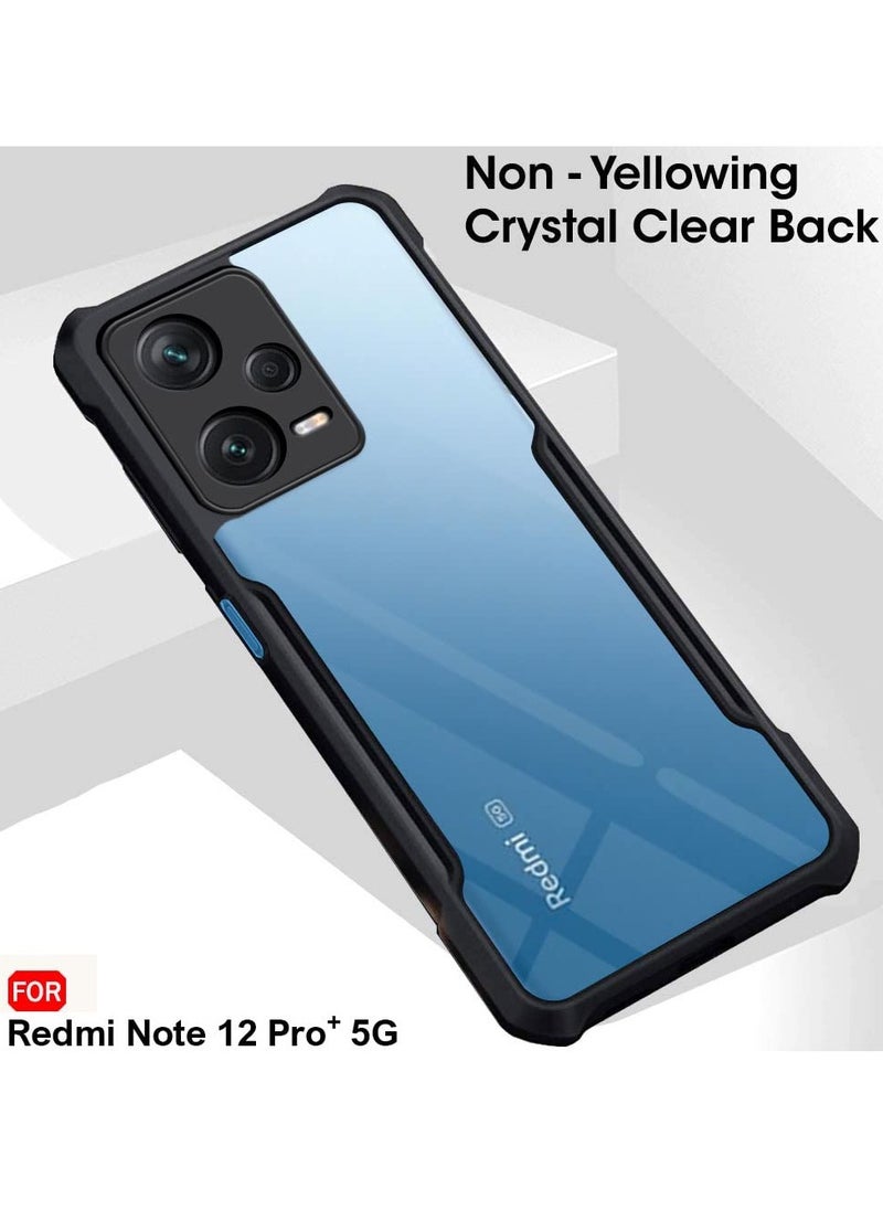 Generic - Xiaomi Redmi Note 12 Pro Plus 5G Black Mobile Phone Case Cover, Ultra-Thin Lightweight Cover Soft TPU Bumper + Acrylic Clear Back Case Cover - Image 1