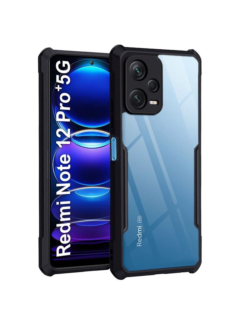Generic - Xiaomi Redmi Note 12 Pro Plus 5G Black Mobile Phone Case Cover, Ultra-Thin Lightweight Cover Soft TPU Bumper + Acrylic Clear Back Case Cover - Image 1