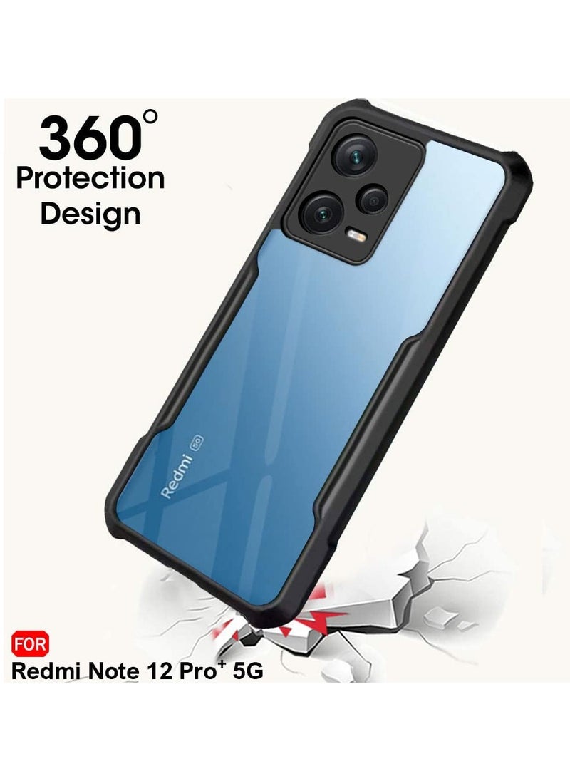 Generic - Xiaomi Redmi Note 12 Pro Plus 5G Black Mobile Phone Case Cover, Ultra-Thin Lightweight Cover Soft TPU Bumper + Acrylic Clear Back Case Cover - Image 1