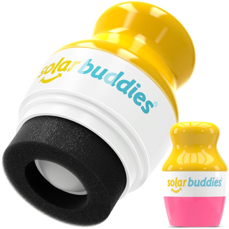 Solar Buddies Sunscreen Applicator - Single Pink - Refillable Roll on Sponge Sunscreen, Suncream & Lotion Applicator For Kids, Adults & Families - Holds 3.4fl oz, Perfect Size for Travel - Image 1