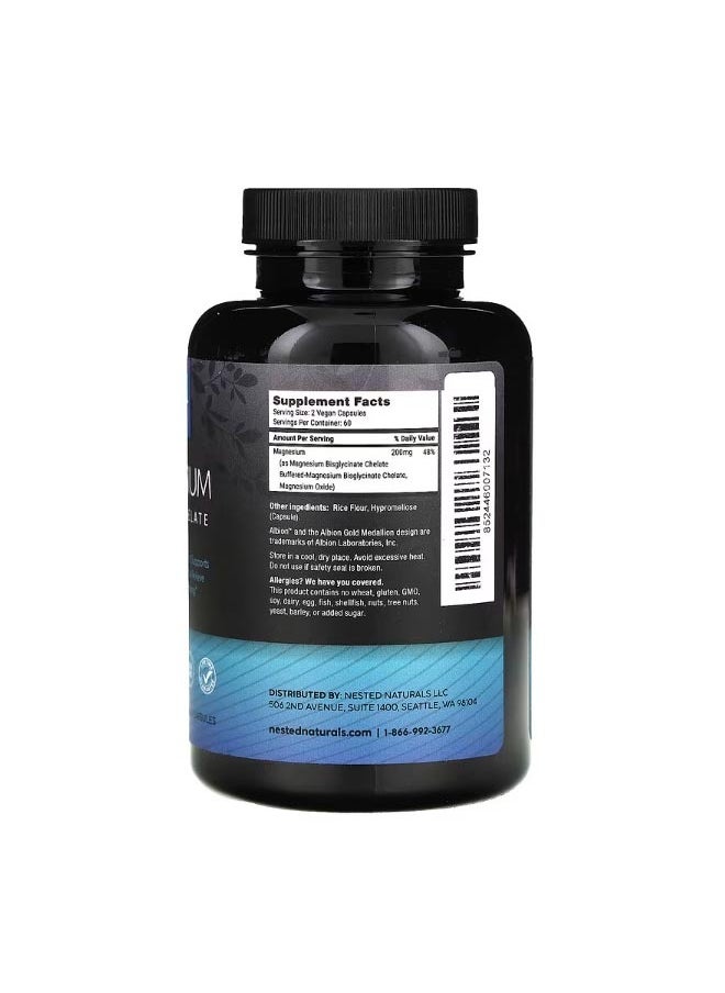 Nested Naturals - Magnesium Glycinate Chelate 120 Vegan Capsules - Image 1