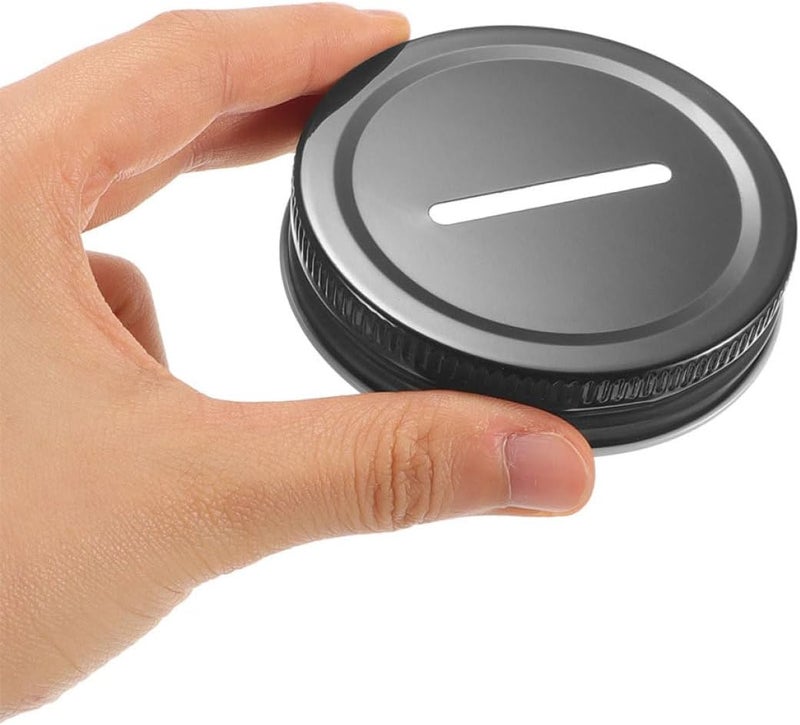 15pcs 70mm Black Tinplate Money Saving Jar Lids with Coin Slot for Regular Mouth Mason Jars Piggy Bank Covers Canning Accessories for Home and Kitchen - Image 5