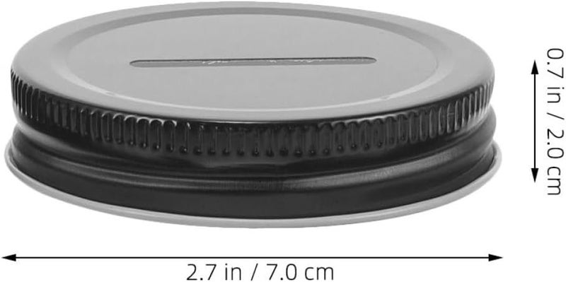 15pcs 70mm Black Tinplate Money Saving Jar Lids with Coin Slot for Regular Mouth Mason Jars Piggy Bank Covers Canning Accessories for Home and Kitchen - Image 2