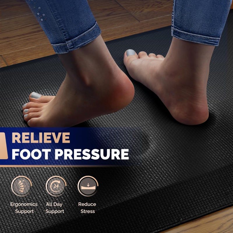 FEATOL Anti Fatigue Mat for Standing, 9/10 Extra Thick Ergonomic Standing Desk Mat, Comfort Memory Foam Standing Mat at Home,Office All Day (17" x 24", Black, 1PC) - Image 3