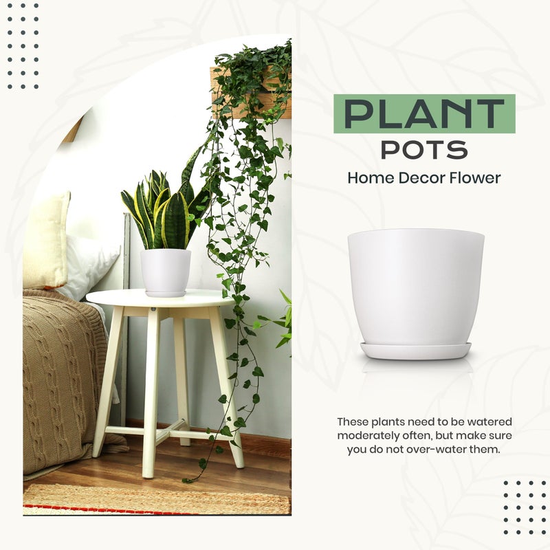 Utopia Home - Plant Pots Indoor with Drainage - 7/6.6/6/5.3/4.8 Inches Flower Pots for Indoor Planter - 10 Pack Plastic Planters - Ideal for Stocking Stuffers or Home Christmas Decorations - White - Image 4