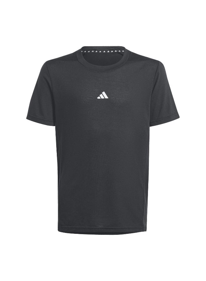 Adidas J D4T Tee Black Training T-Shirts 5-6Y - Image 2