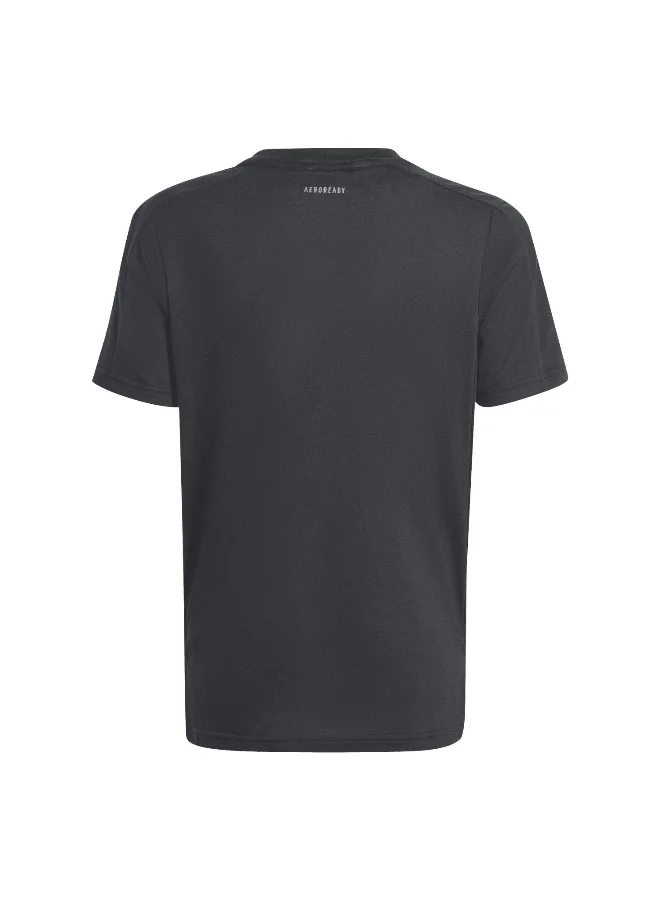 Adidas J D4T Tee Black Training T-Shirts 5-6Y