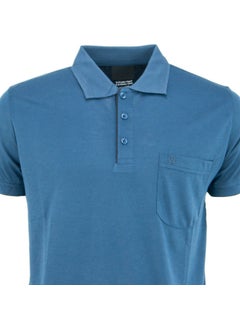 Oppland Men's Polo Collar Embossed Pocket Short Sleeve Solid Color Regular Cut Premium Cotton Fabric T-Shirt  - Image 1