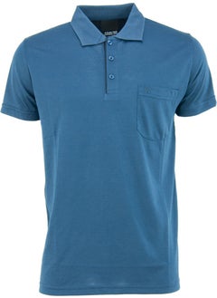Oppland Men's Polo Collar Embossed Pocket Short Sleeve Solid Color Regular Cut Premium Cotton Fabric T-Shirt  - Image 2