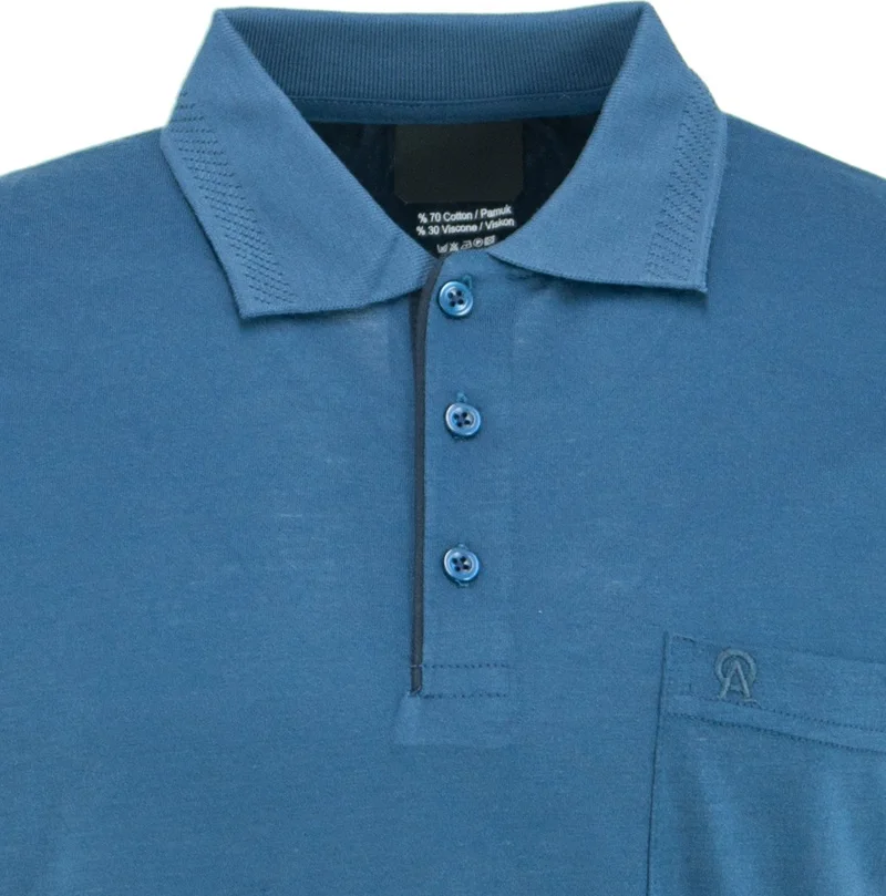 Oppland Men's Polo Collar Embossed Pocket Short Sleeve Solid Color Regular Cut Premium Cotton Fabric T-Shirt