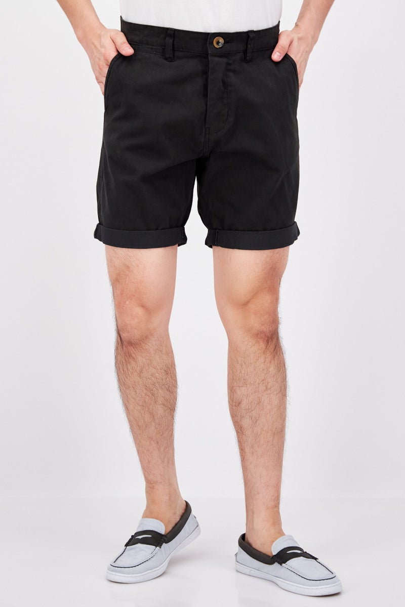 Threadbare Men Solid Chino Shorts, Black - Image 1