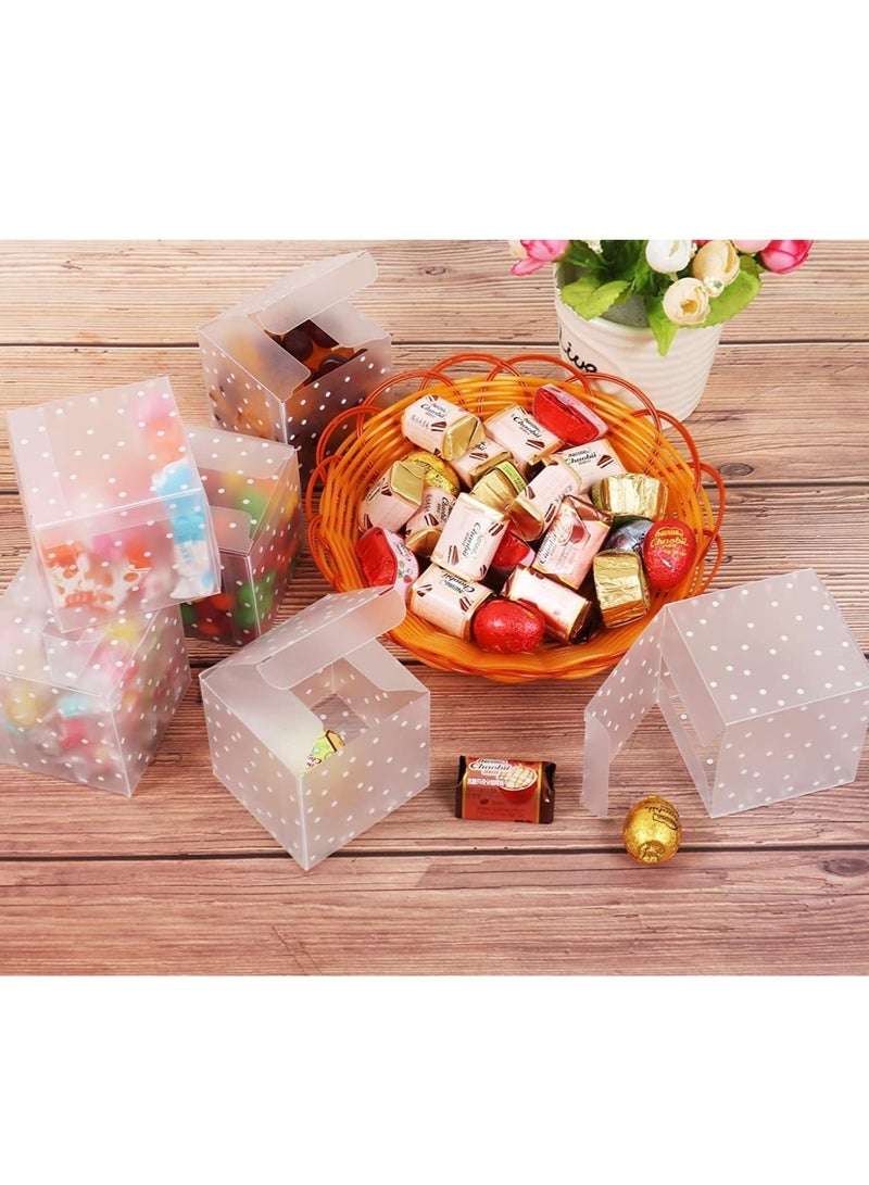 Generic 30PCS Dots Clear Cube Wedding Party Favour Boxes PVC Transparent Square Small Gift Boxes for Candy, Sweets, Chocolate, Item Storage Display  - Image 2