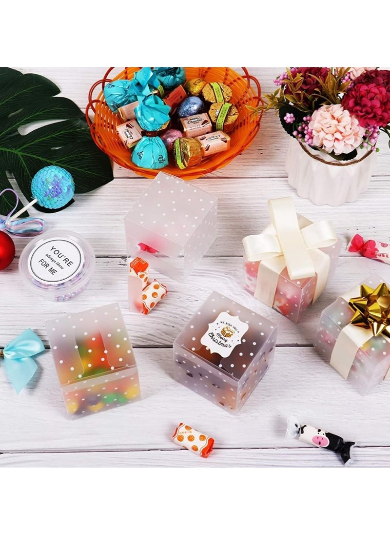 Generic 30PCS Dots Clear Cube Wedding Party Favour Boxes PVC Transparent Square Small Gift Boxes for Candy, Sweets, Chocolate, Item Storage Display  - Image 3