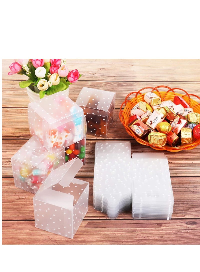 Generic 30PCS Dots Clear Cube Wedding Party Favour Boxes PVC Transparent Square Small Gift Boxes for Candy, Sweets, Chocolate, Item Storage Display  - Image 5