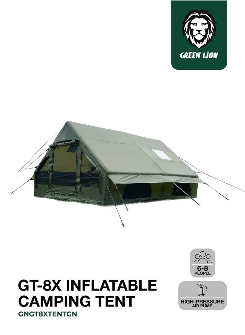 جرين ليون خيمة تخييم قابلة للنفخ GT-8X مع حقيبة حمل وحماية من الأشعة فوق البنفسجية / تركيب سريع / سعة 6-8 أشخاص / مادة 420D أكسفورد / باب مزدوج مريح / مقاومة للرياح ومستقرة ومقاومة للماء - أخضر - Image 5