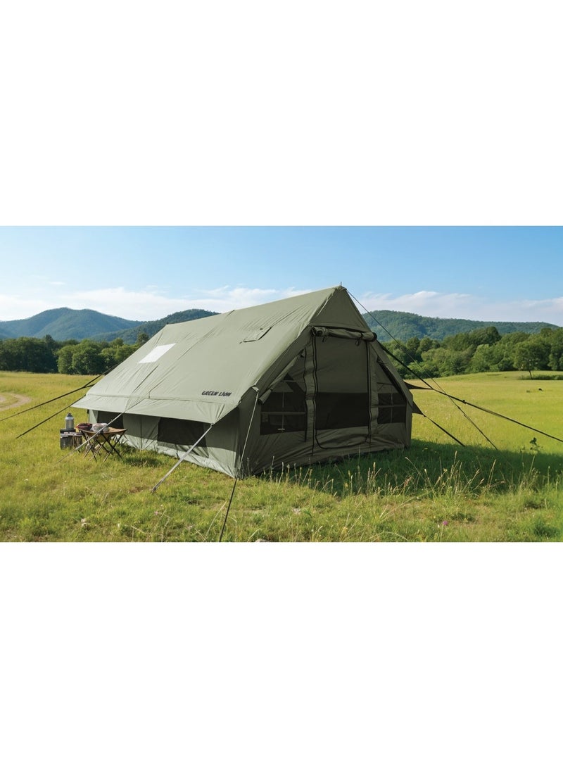 جرين ليون خيمة تخييم قابلة للنفخ GT-8X مع حقيبة حمل وحماية من الأشعة فوق البنفسجية / تركيب سريع / سعة 6-8 أشخاص / مادة 420D أكسفورد / باب مزدوج مريح / مقاومة للرياح ومستقرة ومقاومة للماء - أخضر - Image 4