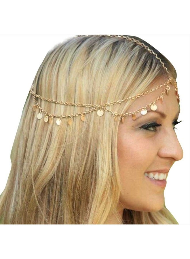 Missgrace HMetal Chain Jewelry Headband Head Hair Band Tassels Pearl - Image 1