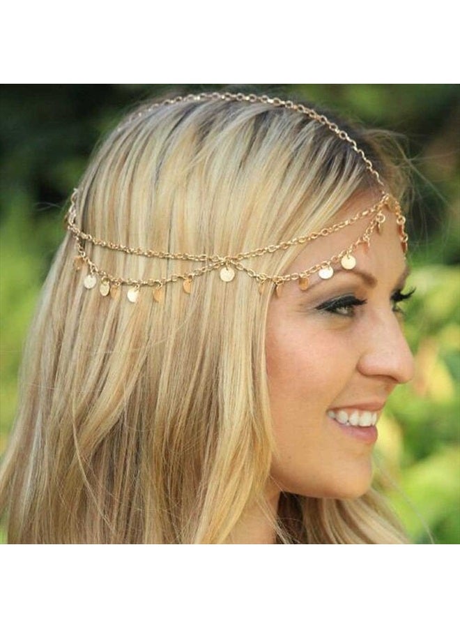 Missgrace HMetal Chain Jewelry Headband Head Hair Band Tassels Pearl - Image 2