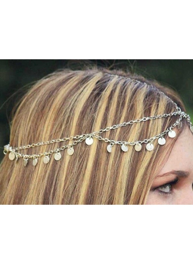 Missgrace HMetal Chain Jewelry Headband Head Hair Band Tassels Pearl - Image 3