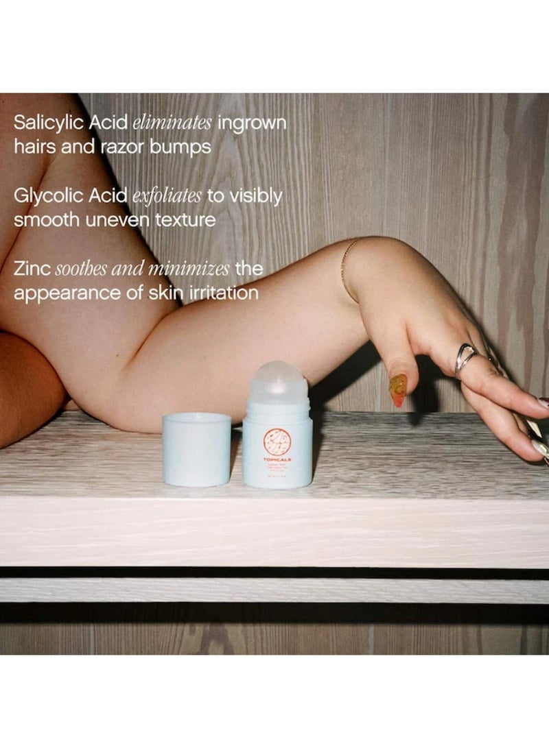 TOPICALS High Roller Ingrown Hair Serum | Roll-on Tonic to Soothe and Calm Irritated Skin on Face, Armpits and Bikini Areas | Contains Salicylic and Glycolic Acid | Vegan and Cruelty-Free (1.7 Fl Oz) - Image 2