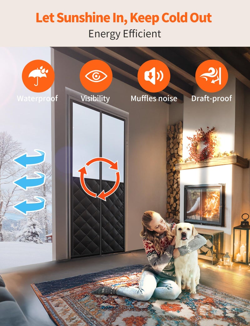 Homealexa Magnetic Thermal Insulated Door Curtain for 36"x 82" Doors, Visible Door Cover for Heat Insulation, Magnetic Closure Thick Blanket for Doorway to Keep Warm in Winter Cool in Summer - Image 3