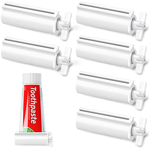 LoveInUSA LOVEINUSA Toothpaste Tube Squeezer Dispenser 6PCS Toothpaste Squeezer Roller Tool for Bathroom White 
