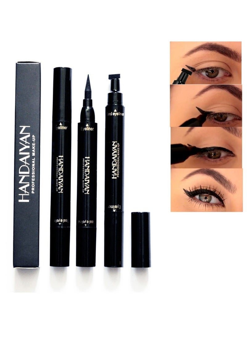 Handaiyan Liquid Eyeliner Waterproof 2 in 1 Stamp Liner Professional Makeup Long Lasting Matte Finish Quick Smudge Proof Hyper Drying Resistant Stay All Day Waterline Winged Instant Result(Classic Black)  - Image 1
