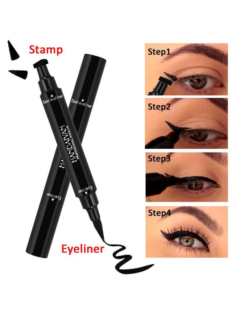 Handaiyan Liquid Eyeliner Waterproof 2 in 1 Stamp Liner Professional Makeup Long Lasting Matte Finish Quick Smudge Proof Hyper Drying Resistant Stay All Day Waterline Winged Instant Result(Classic Black)  - Image 3