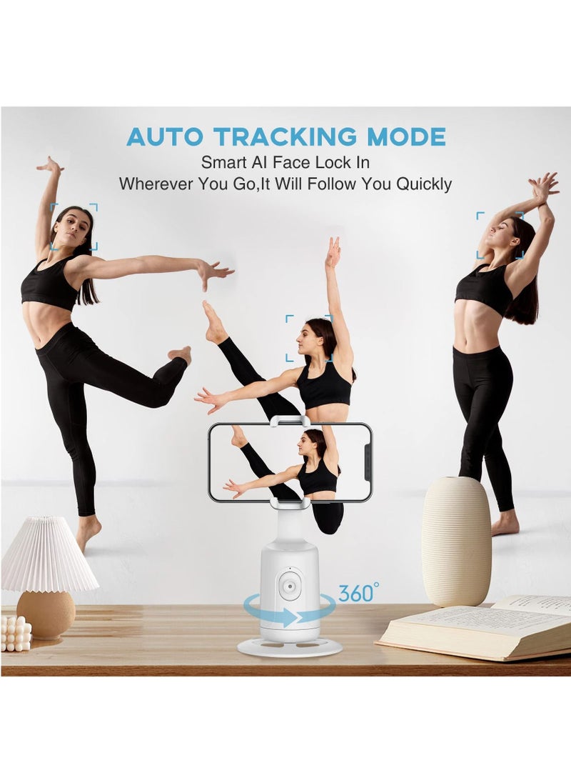 XVersion Auto Face Tracking Tripod Mount, 360 Rotation Phone Camera Mount, Battery Operated Smart Shooting Holder for Live Vlog White  - Image 3