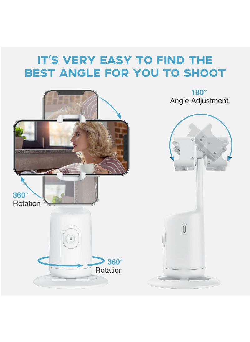 XVersion - Auto Face Tracking Tripod Mount, 360 Rotation Phone Camera Mount, Battery Operated Smart Shooting Holder for Live Vlog White - Image 1
