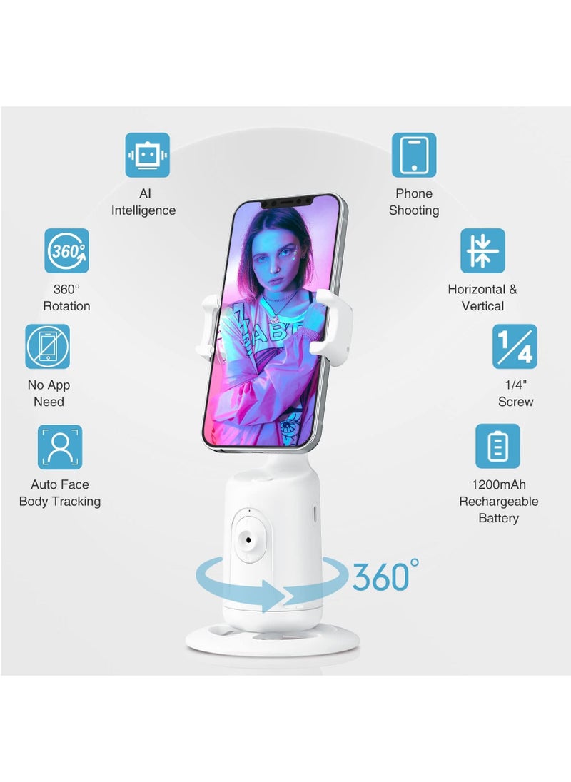 XVersion Auto Face Tracking Tripod Mount, 360 Rotation Phone Camera Mount, Battery Operated Smart Shooting Holder for Live Vlog White  - Image 5