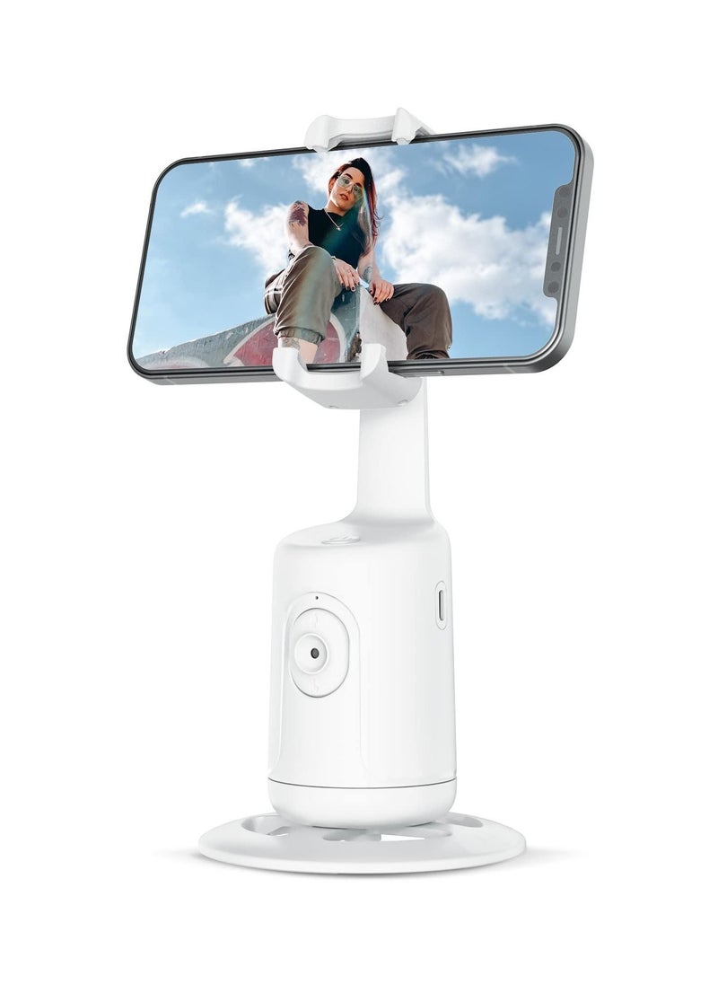 XVersion Auto Face Tracking Tripod Mount, 360 Rotation Phone Camera Mount, Battery Operated Smart Shooting Holder for Live Vlog White  - Image 1